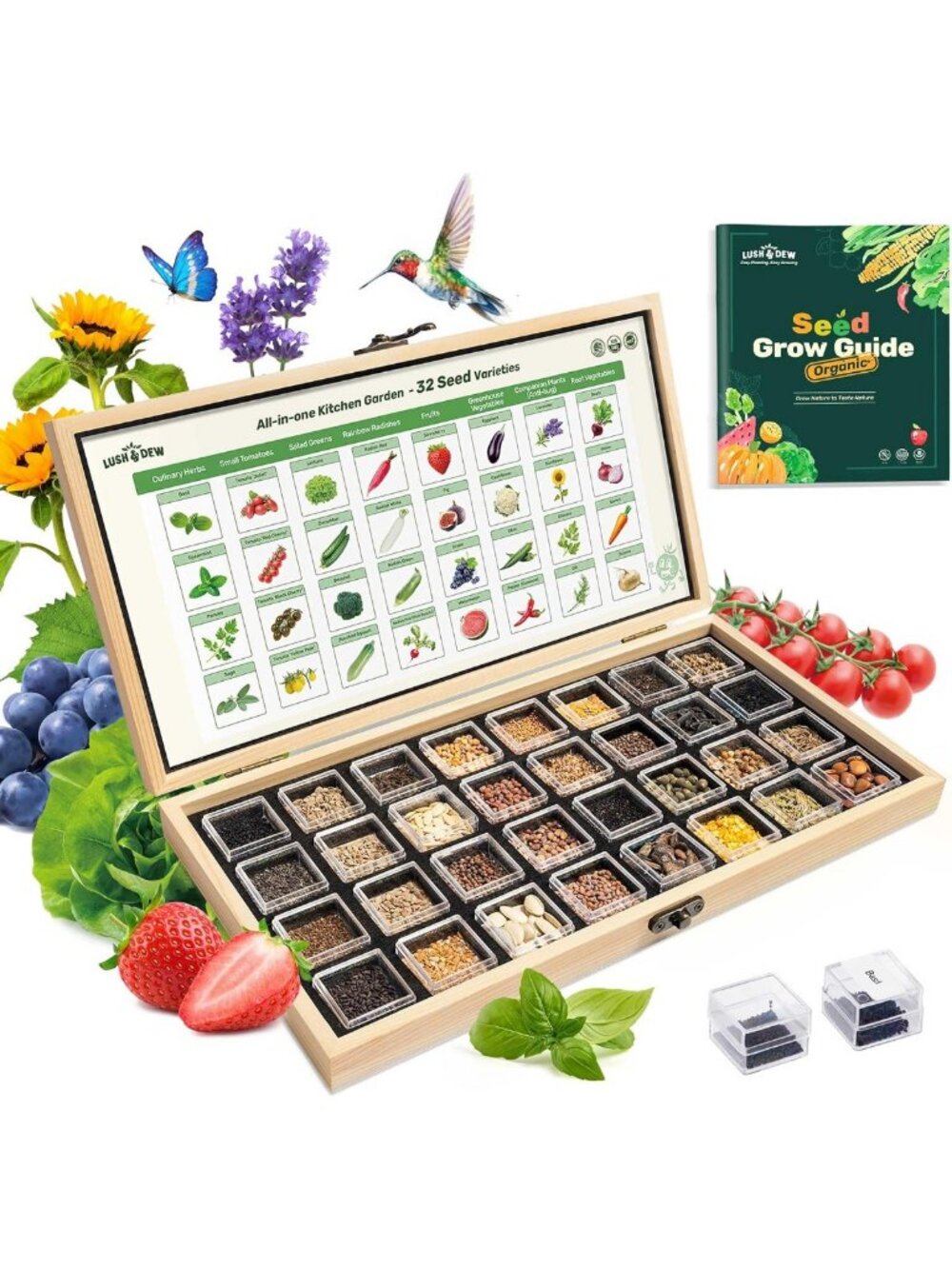 Heirloom Seed Collection - 32 Varieties for Kitchen Garden, Perfect Gardening